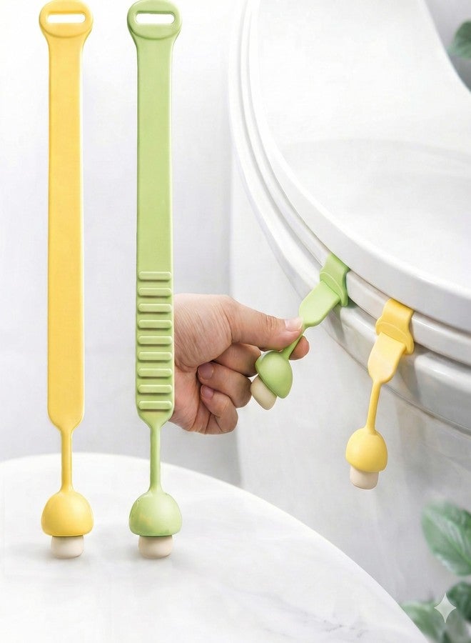 YTM Silicone Toilet Seat Cover Lifter 2 Pcs | Mushroom Design Self-Adhesive Touch-Free Toilet Lid Handle | Hygienic Toilet Seat Lifter Clip for Bathroom Accessories, Home & Hotel (Multicolour) - Image 1